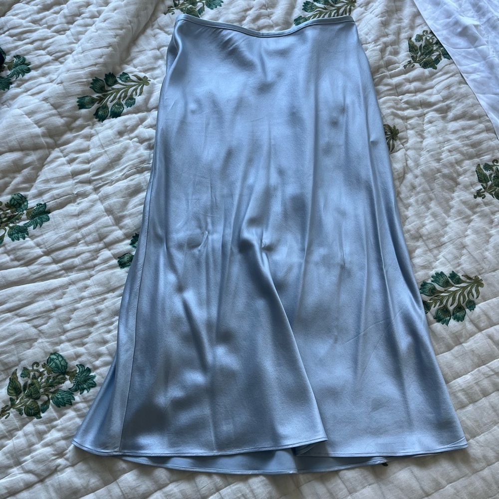 Club Monaco Ice Blue Silk Midi Skirt